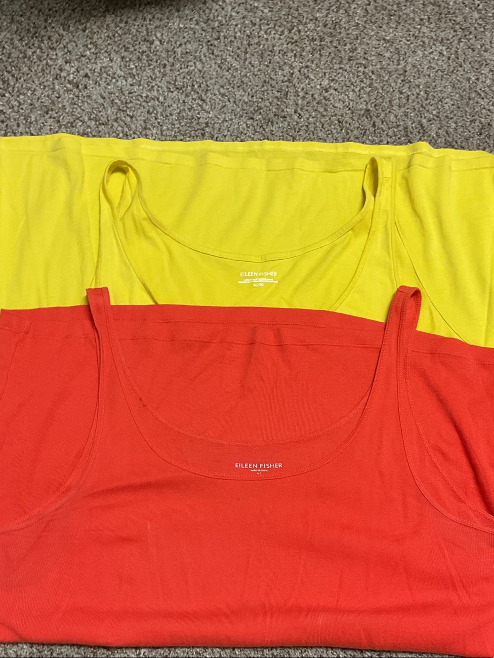 EILEEN FISHER Yellow and Orange Scoop Neck Tank Tops
